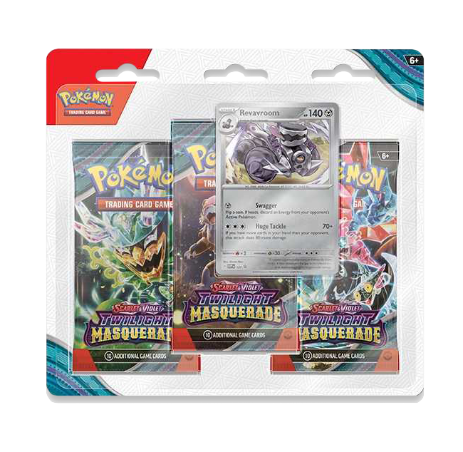 Pokemon Scarlet & Violet Twilight Masquerade 3 Booster Packs & Revavroom Promo Card