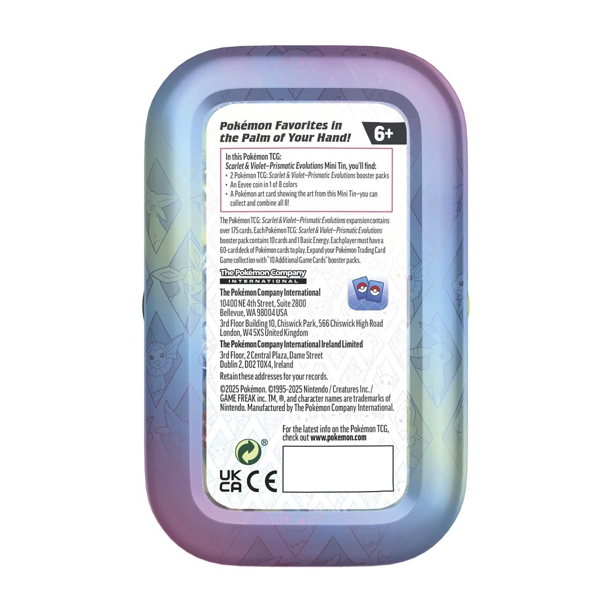 Prismatic Evolutions Mini Tin Back