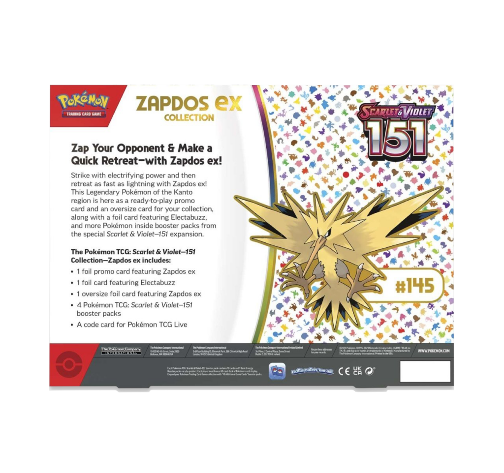 Pokemon Scarlet & Violet 151 Zapdos EX Collection